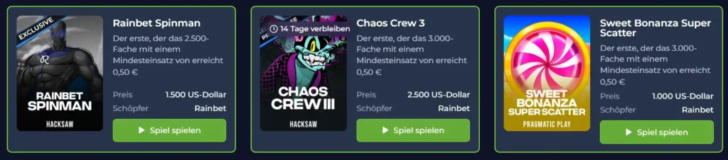 Aktuelle Challenges mit Rainbet Daily Bonus